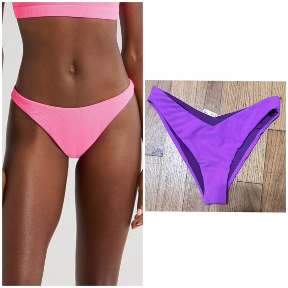 Beach Riot Ribbed Kaylin Bottom in Vivid Violet - Picture 1 of 7